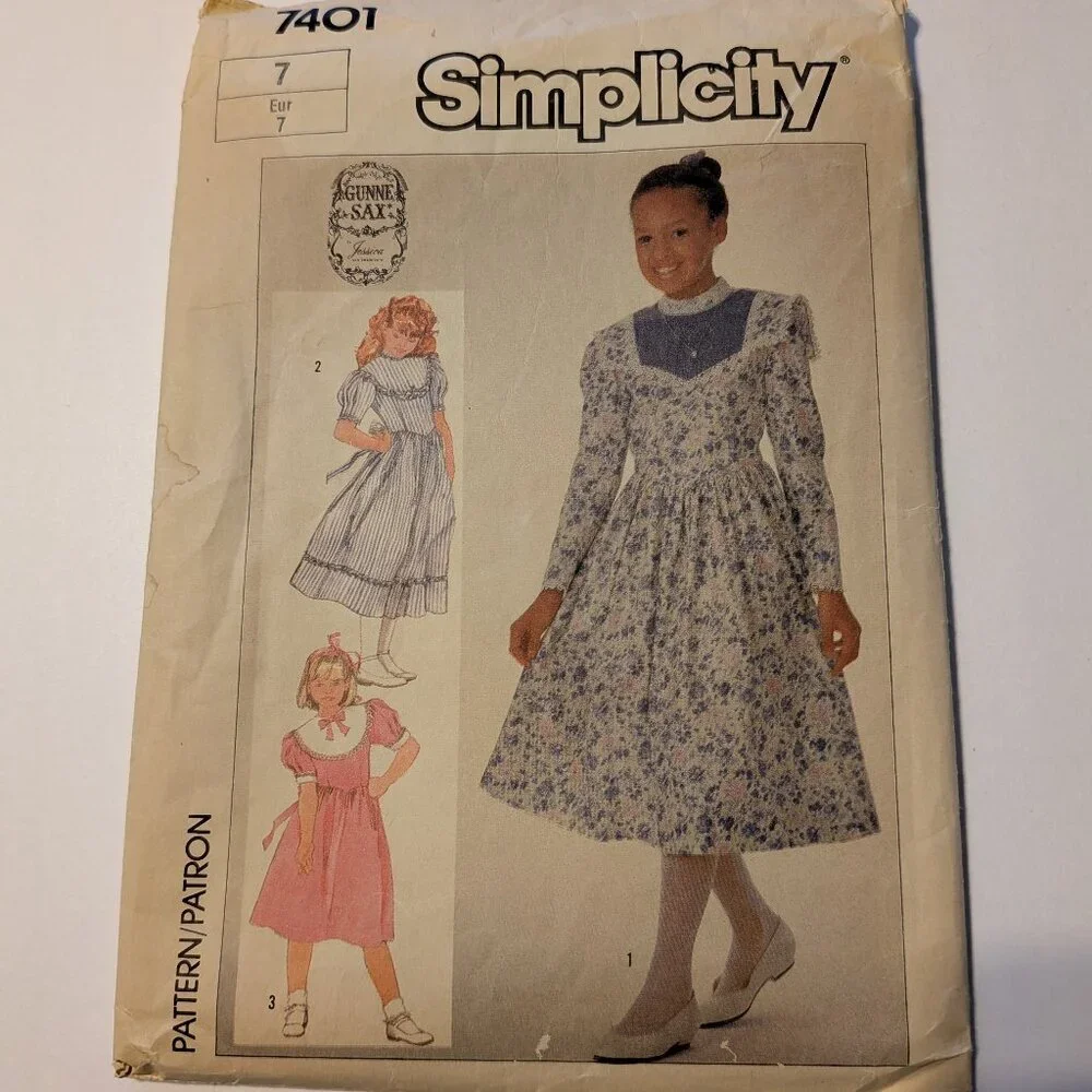 simplicity 7401 sewing pattern Girls Dress